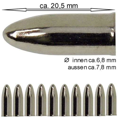 Haller Arrowheads, Metal Tips, Silver, 10 Pieces